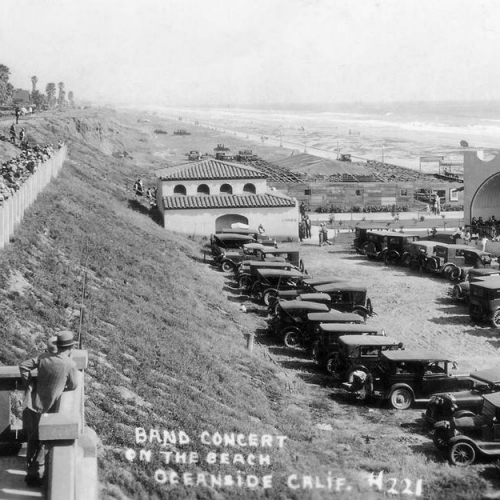 Oceanside Historical Society - 1930-04 Bandshell band concert on the beach circa 1930s_resize
