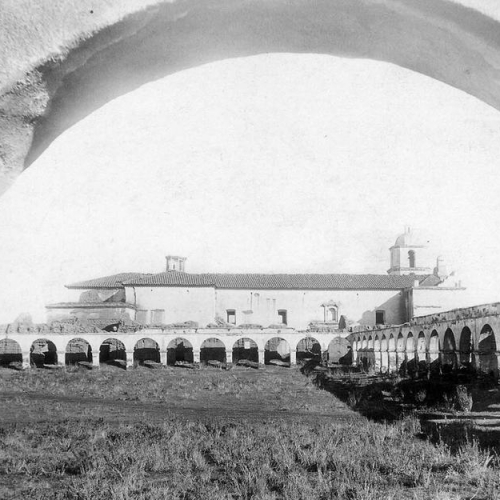 Oceanside Historical Society - Mission San Luis Rey view of court Blanchard photo 92 circa 1890_resize