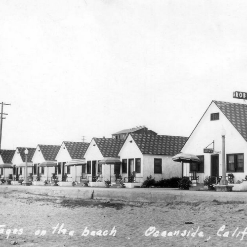 Oceanside Historical Society - Roberts' Cottages on the beach, Oceanside, California_resize